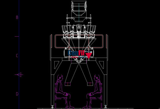 O pesador de Multihead da máquina de peso de Multihead para o alimento congelado 2.5Kg recolhe manualmente