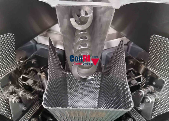 O pesador de Multihead da máquina de peso de Multihead para a carne de porco assada pôs de conserva a máquina de enchimento do alimento com alimentador de parafuso
