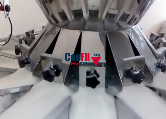 Multihead que pesa o armazenamento central do tanque de Sugar Pouch Packing Machine With
