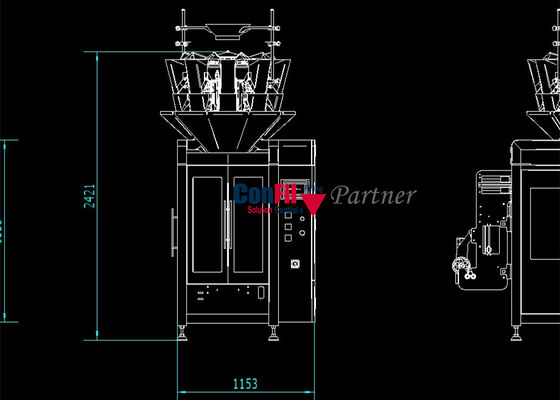 900 máquina vertical principal do selo da suficiência do formulário do quilograma 12 com pesador de Multihead