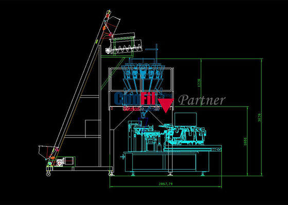 Máquina de embalagem do pesador de Multihead para o sistema giratório cortado congelado da máquina de empacotamento do vácuo da galinha