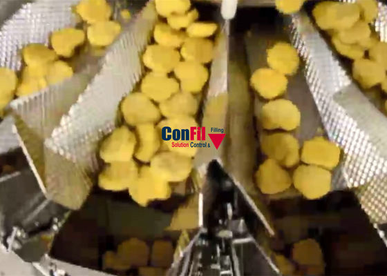 Máquina de embalagem do pesador de Multihead para o sistema de empacotamento da pepita de galinha com ROMA Thermoforming Packaging
