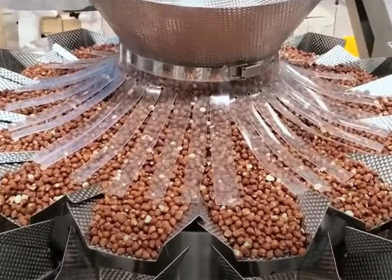 O pesador de Multihead da máquina de peso de Multihead para amêndoas das porcas Roasted a máquina de enchimento das porcas impermeável